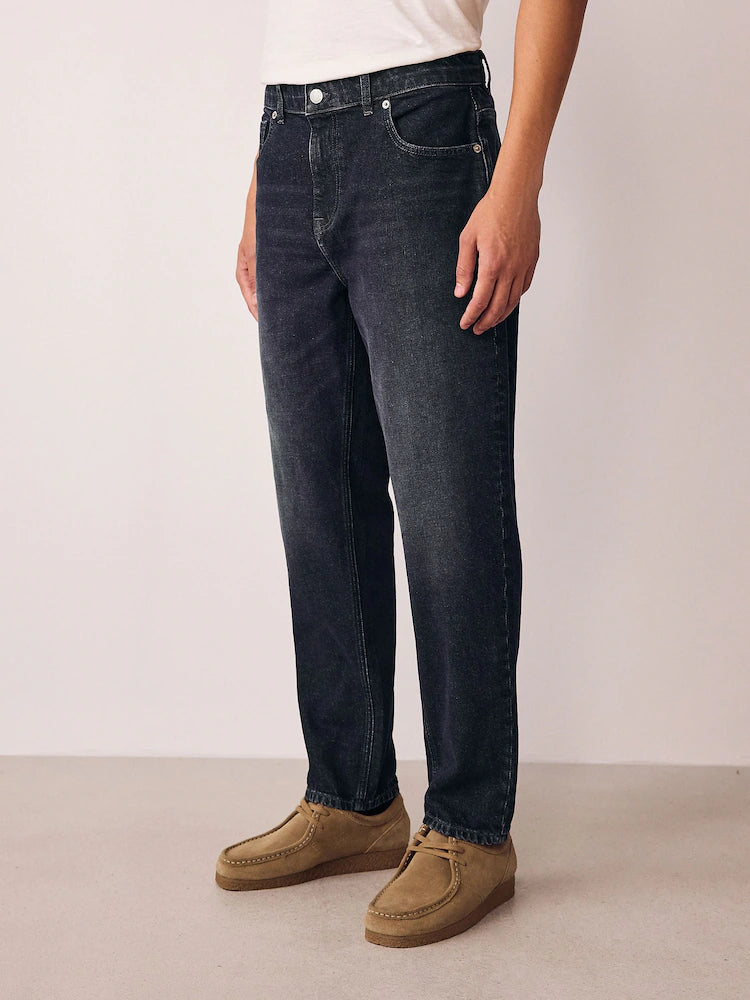 Black Regular Fit Vintage Wash Denim Jeans