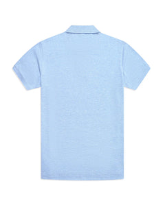 Sky Blue Melange Plain Pique Polo Shirt
