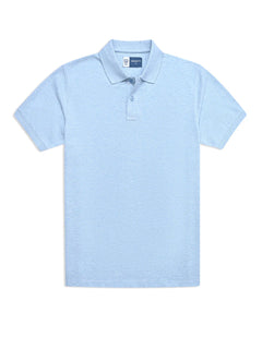 Sky Blue Melange Plain Pique Polo Shirt