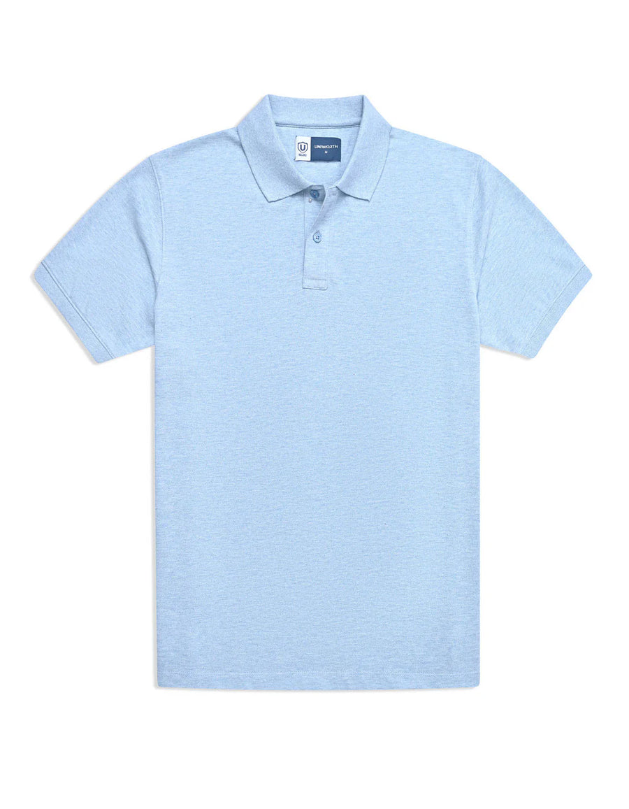 Sky Blue Melange Plain Pique Polo Shirt